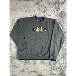 Vintage 90s Focus America Golf Sweatshirt Men's XL Gray Embroidered World Tour
